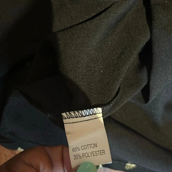 SHEIN Black Golden Dot Bow Wrap Blouse Sz Large - Picture 9 of 12